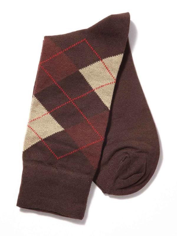 Argyle Brown  Cotton Socks