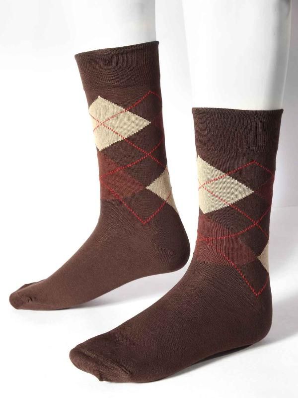 Argyle Brown  Cotton Socks