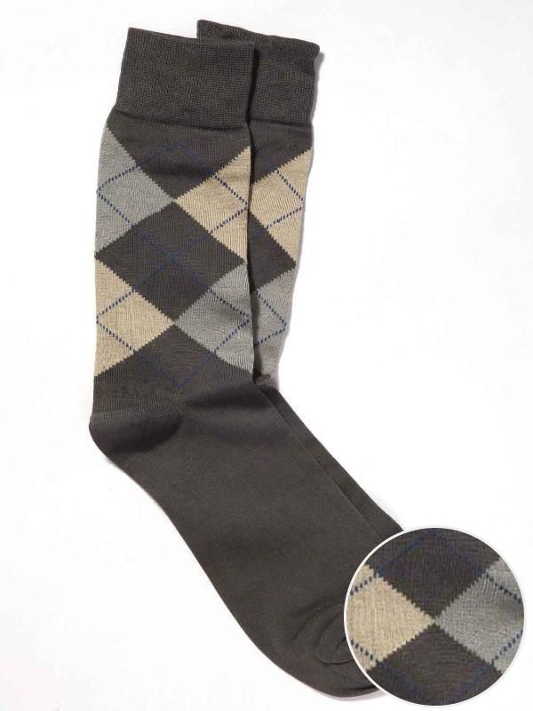 Argyle St. Grey  Cotton Socks