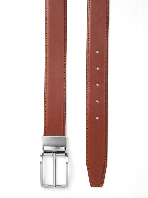 Black/Tan Reversible Plain Leather Belt