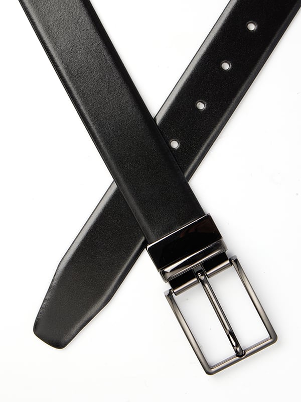 Black/Brown Reversible Plain Leather Belt