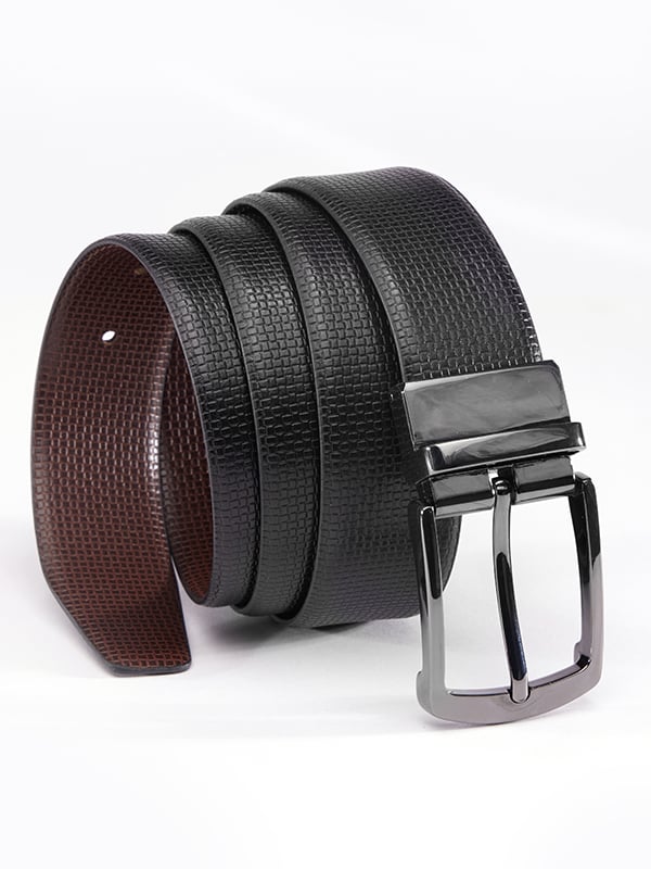 Black/ Brown Reversible Plain Leather Belt