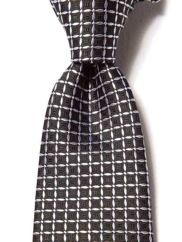Campania Checks Black & White Silk Tie