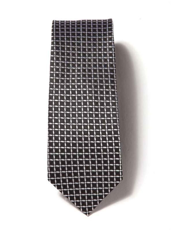 Campania Checks Black & White Silk Tie
