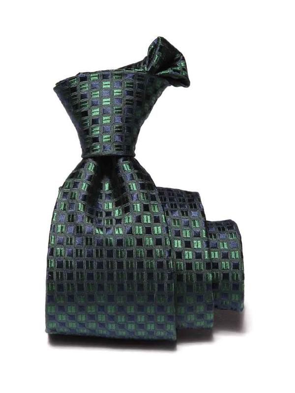 Campania Slim Checks Dark Green Silk Tie