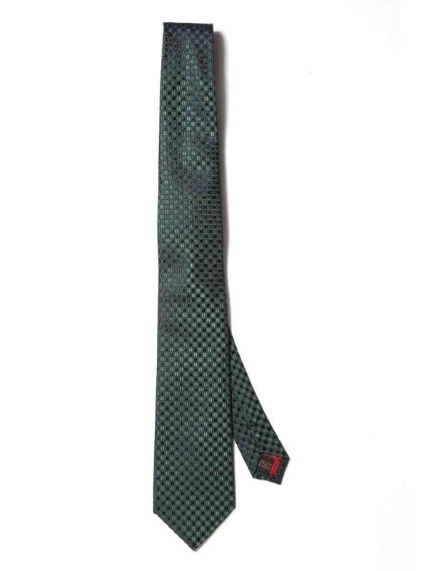 Campania Slim Checks Dark Green Silk Tie