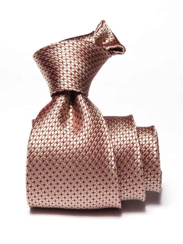 Campania Structure Solid Medium Beige Silk Tie