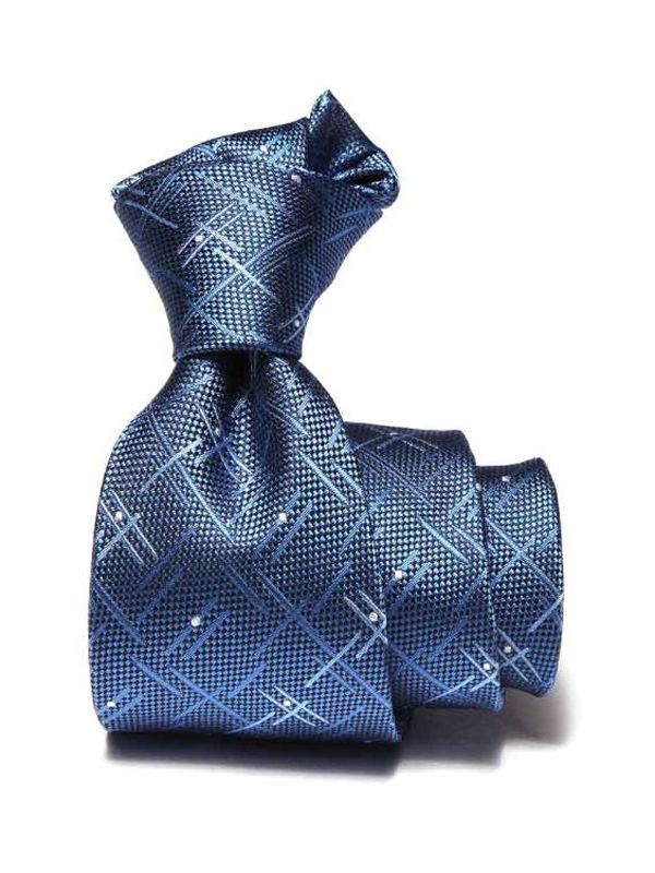 Campania Checks Medium Blue Silk Tie