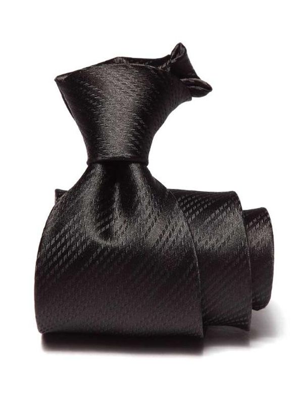 Campania Structure Solid Dark Black Silk Tie