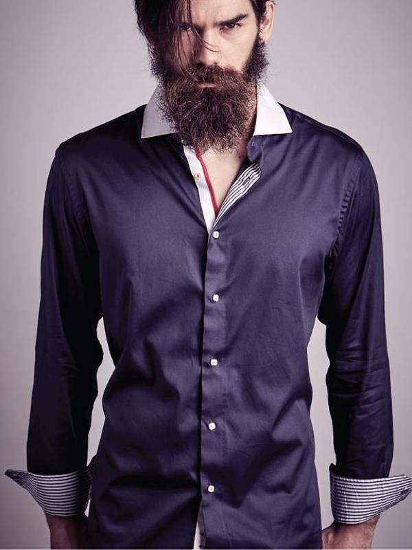 Capstan Navy Solid  Slim Fit  Blended Shirt