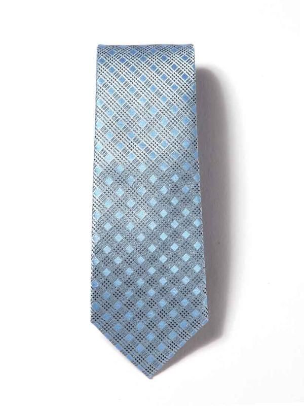 Como Slim Checks Medium Blue Silk Tie