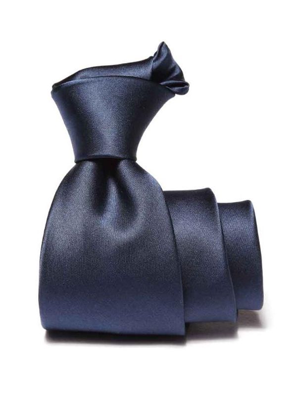 Creme Solid Navy Silk Tie