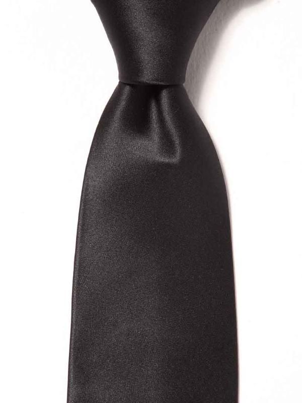 Creme Solid Dark Black Silk Tie