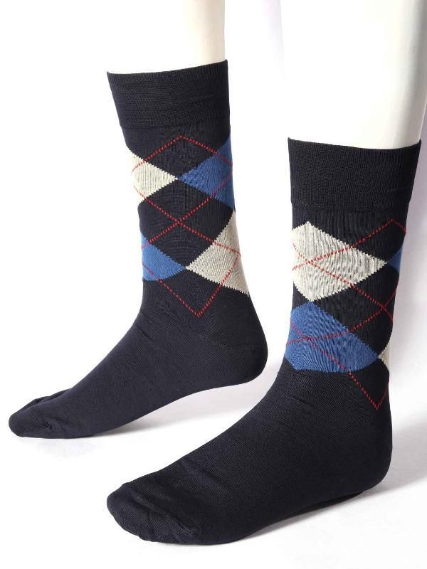 Argyle Navy  Cotton Socks