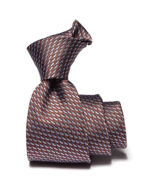 Campania Slim Structure Solid Medium Brown Silk Tie