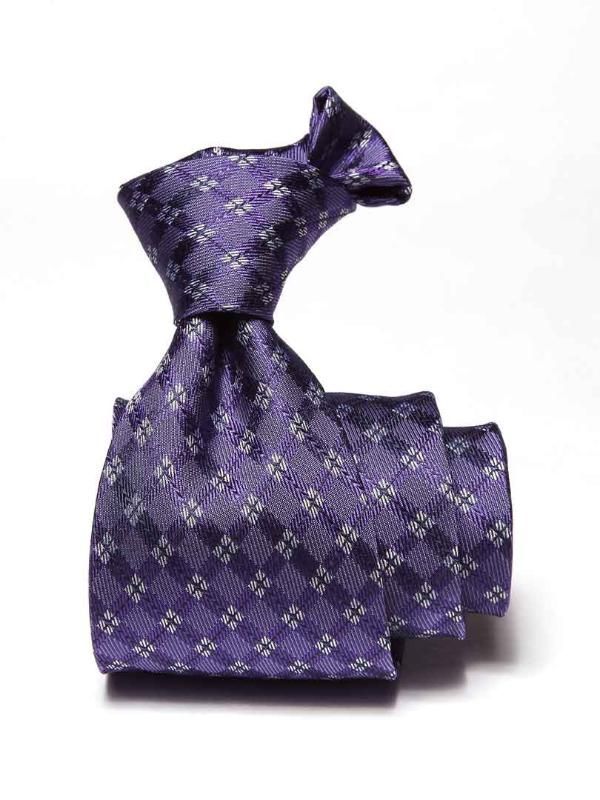 Como Checks Dark Purple Silk Tie