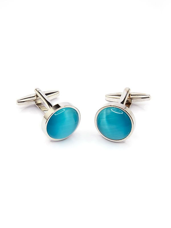 Silver hoop earrings flower blue stone