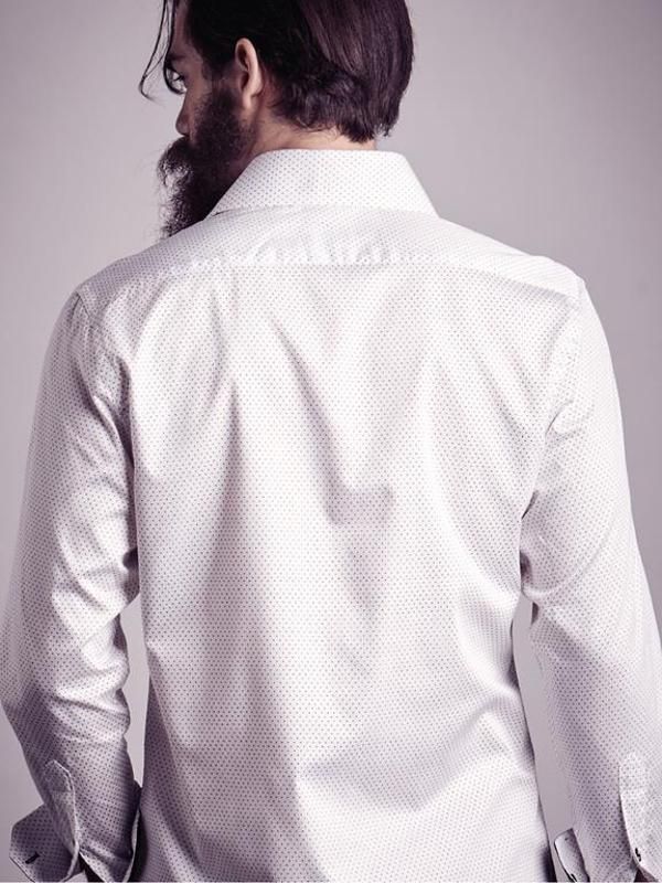 Insomnia White Printed  Slim Fit  Blended Shirt