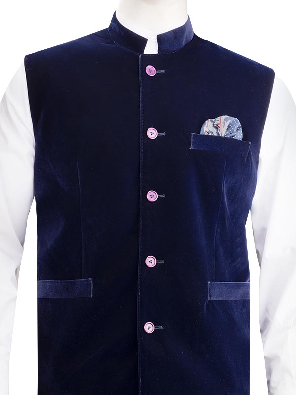 Principe Solid Royal Blue Tailored Fit Blended Jodhpuri