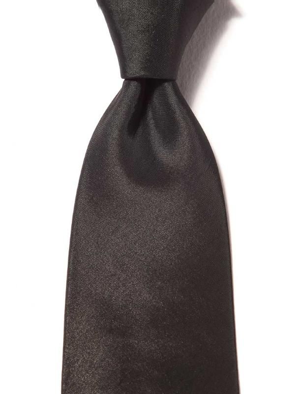Kingston Slim Solid Dark Black Polyester Tie