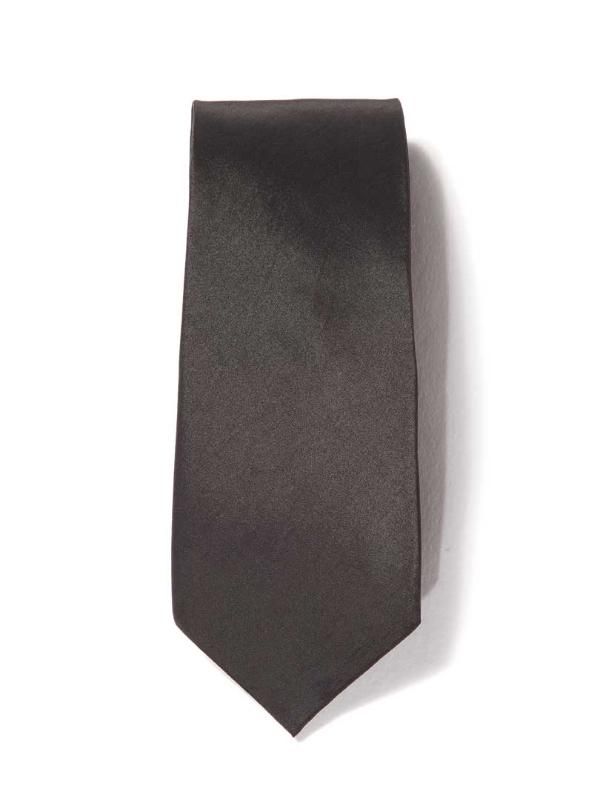 Kingston Slim Solid Dark Black Polyester Tie