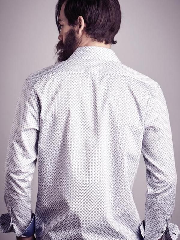 Lavo White Printed  Slim Fit  Blended Shirt