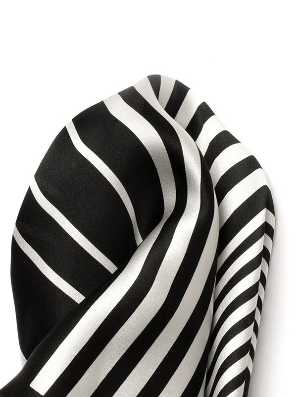 Silk Striped Black And White Pochette