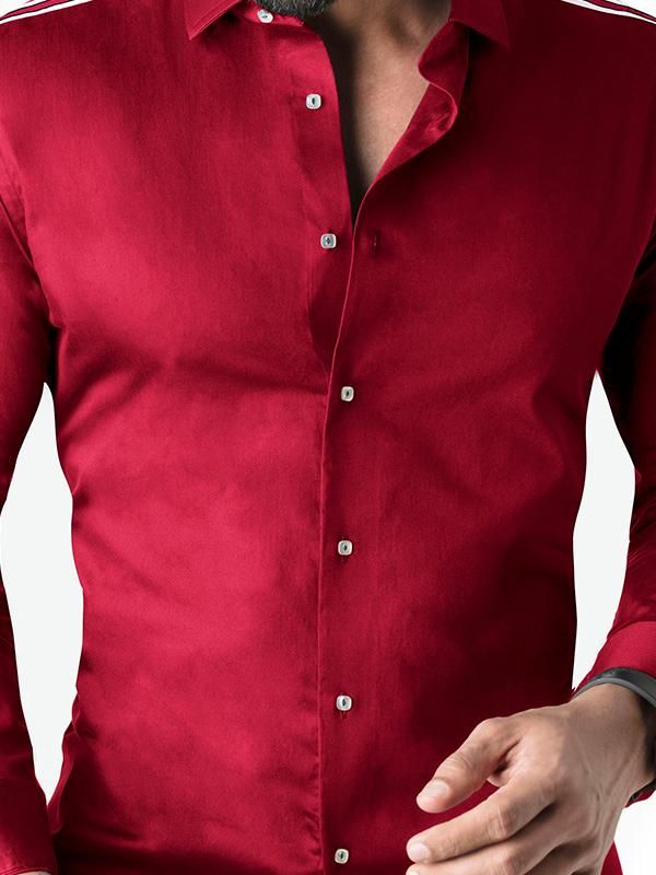 Alec Red Solid Full sleeve single cuff Slim Fit  Blended Shirt