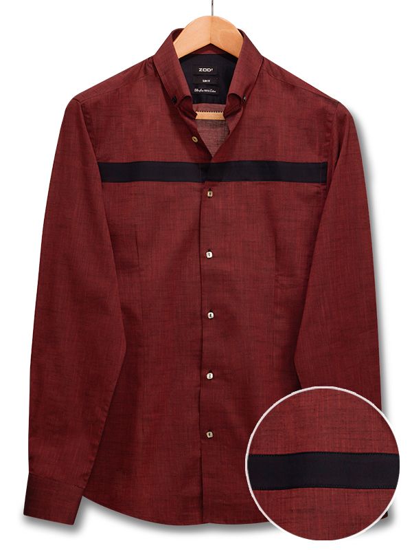 Avicci Rust Solid Full Sleeve Single Cuff Slim Fit Cotton Shirt