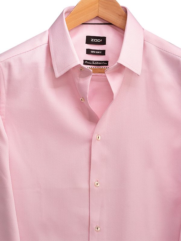Canary Pink Solid Full Sleeve Single Cuff Slim Fit Cotton Shirt
