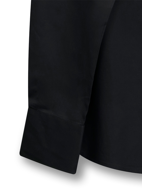 Canoe Black Solid Full Sleeve Single Cuff Slim Fit Cotton Shirt