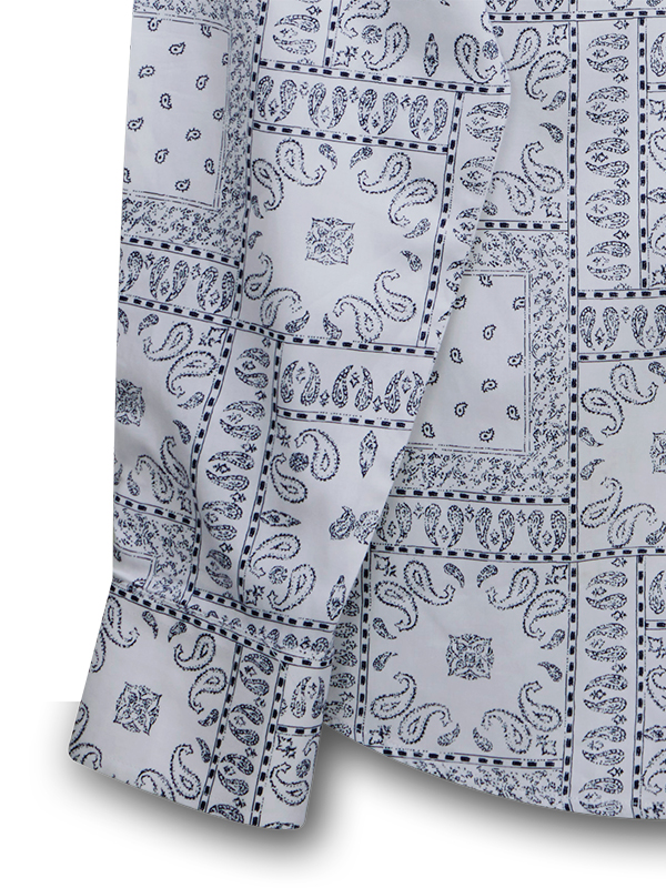 Cappadocia White Printed Full Sleeve Single Cuff Slim Fit Blended Shirt