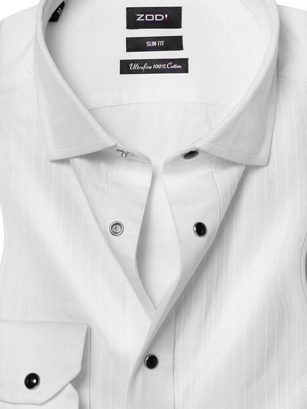 Casino White Cut Away Collar Full Sleeve Single Cuff Cotton Tuxedo Shirt
