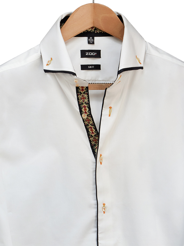 Costa White Solid Full Sleeve Single Cuff Slim Fit Blended Shirt