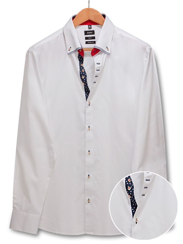 Dodger White Solid Full Sleeve Single Cuff Slim Fit Blended Shirt