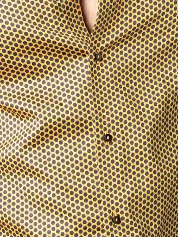 Dominic Ochre Printed Full sleeve single cuff Slim Fit  Blended Shirt