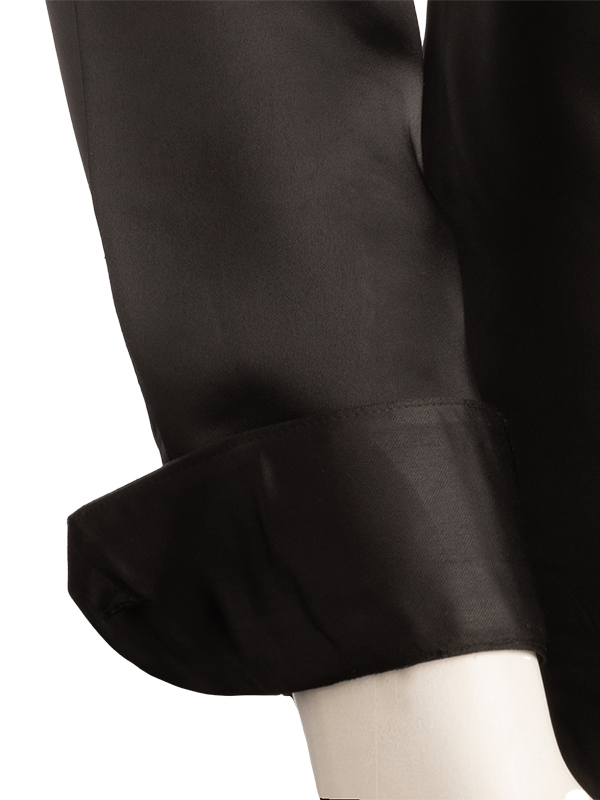 Fidel Black Satin Full Sleeve Single Cuff Slim Fit Polyester Shirt