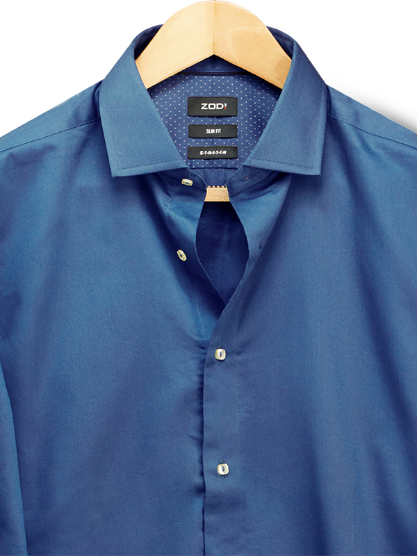 Fidel Cobalt Solid Full Sleeve Single Cuff Slim Fit Blended Shirt
