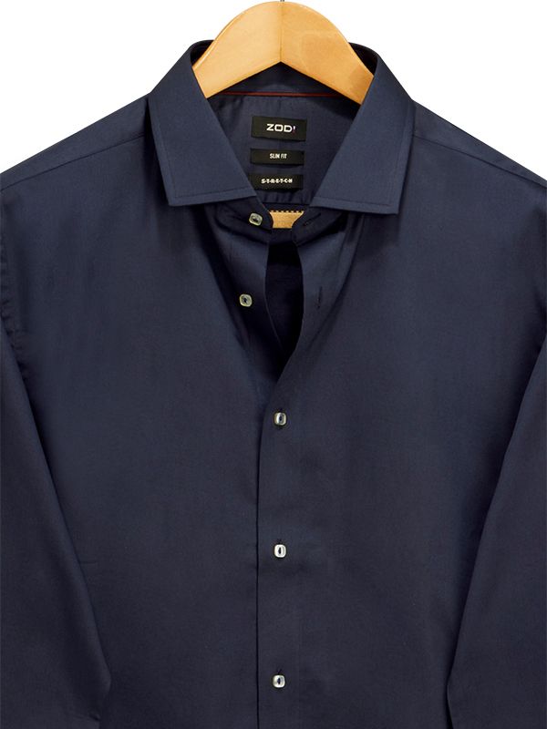Fidel Navy Solid Full Sleeve Single Cuff Slim Fit Blended Shirt