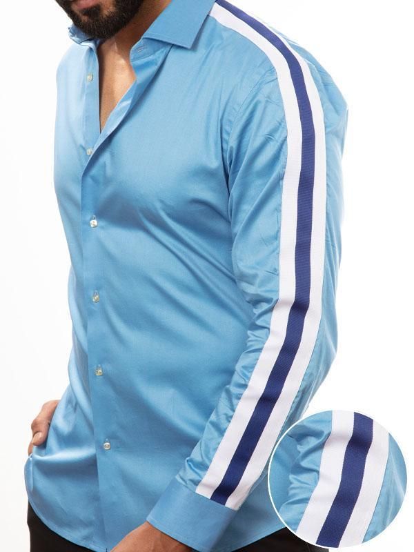 Flavio Blue Solid Full sleeve single cuff Slim Fit  Blended Shirt