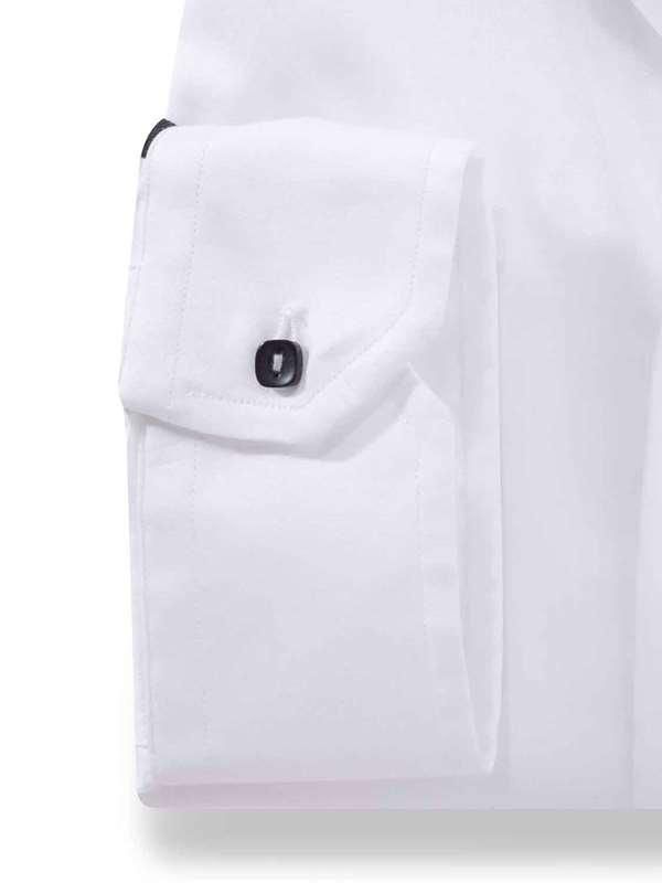 Flavio White Solid Full sleeve single cuff Slim Fit  Blended Shirt
