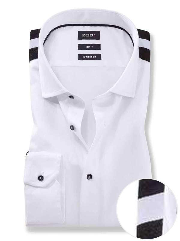 Flavio White Solid Full sleeve single cuff Slim Fit  Blended Shirt
