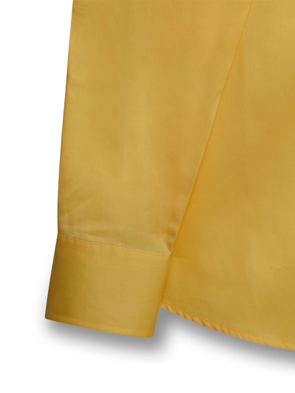 Franco Yellow Solid Full Sleeve Single Cuff Slim Fit Blended Shirt