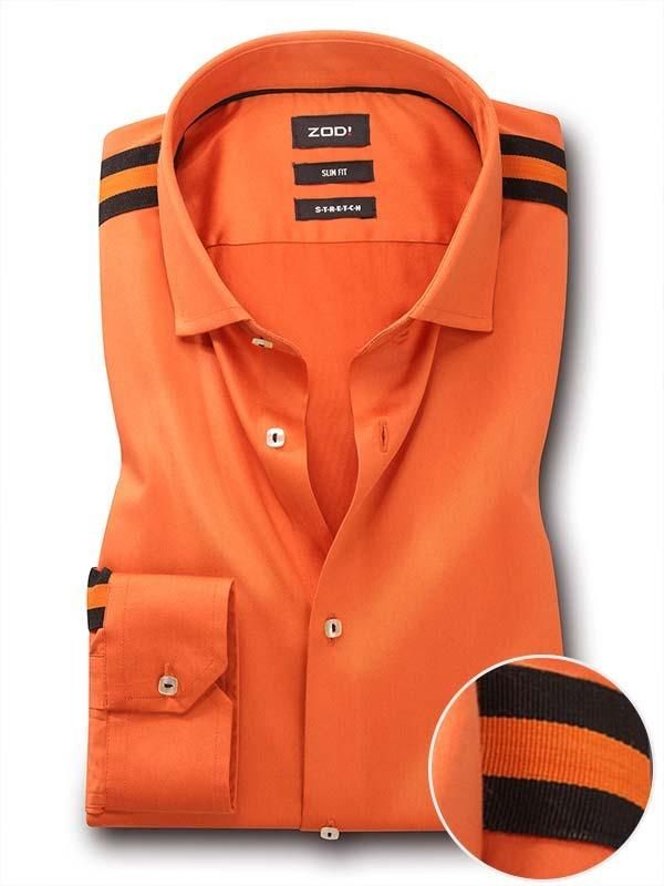 Giorgio Orange Solid Full sleeve single cuff Slim Fit  Blended Shirt