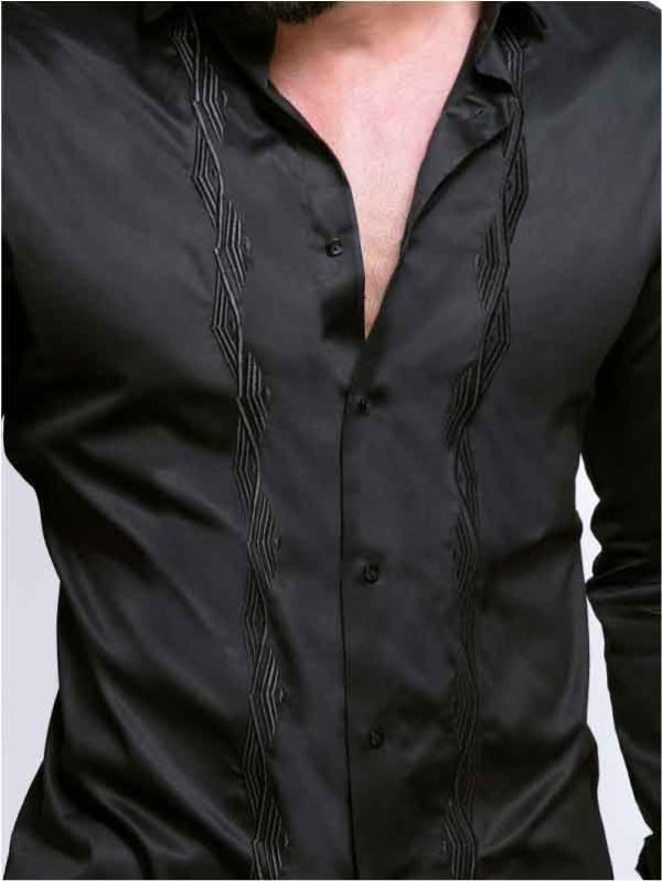 Jonas Black Embroidery Full sleeve single cuff Slim Fit  Cotton Shirt