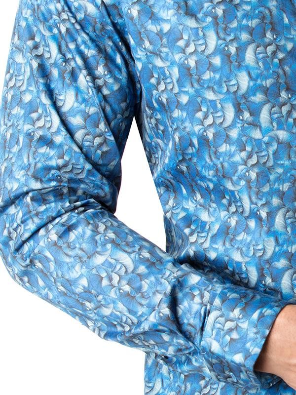 Juarez Navy Printed Full sleeve single cuff Slim Fit  Blended Shirt