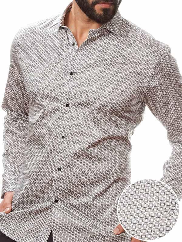 Luca Black Printed Full sleeve single cuff Slim Fit  Blended Shirt