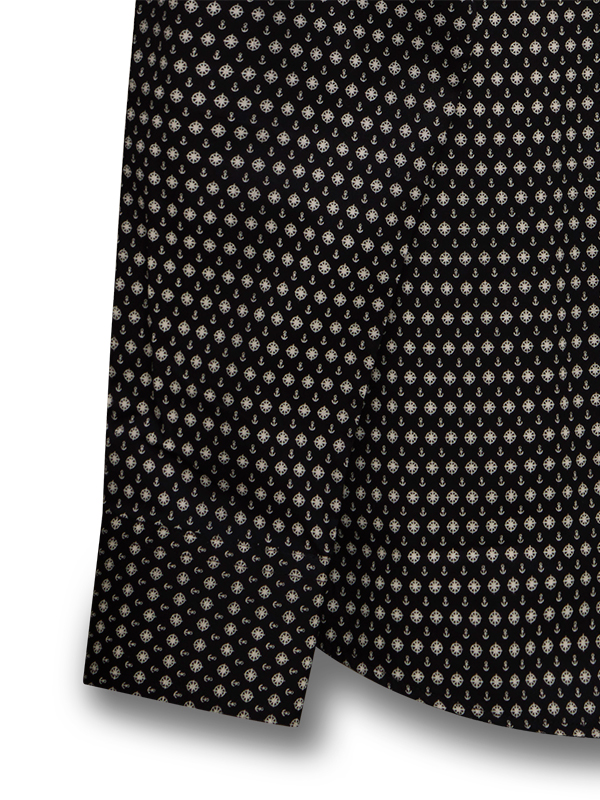 Makai Black Printed Full Sleeve Single Cuff Slim Fit Blended Shirt