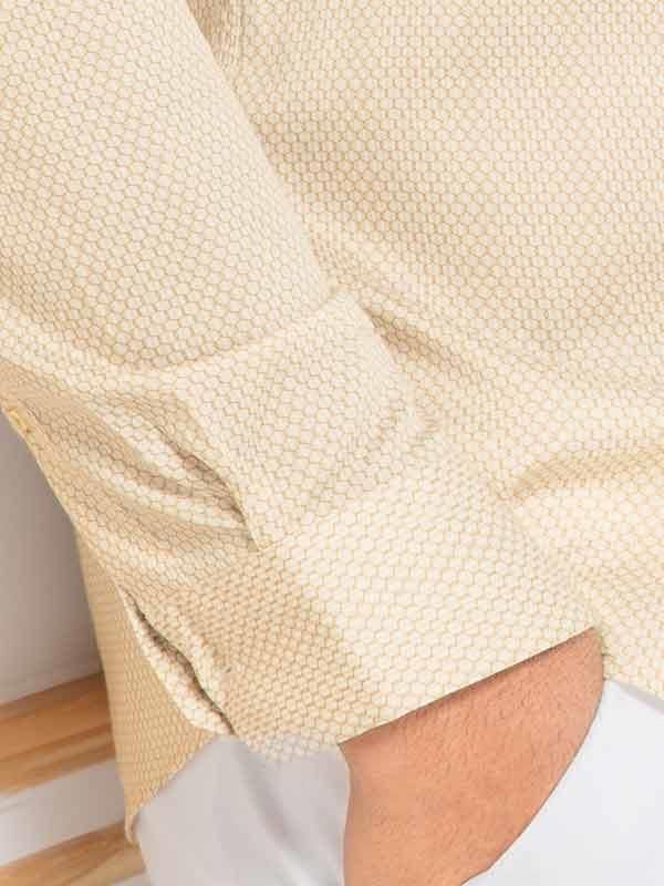 Murphy Ochre Printed Full sleeve single cuff Slim Fit  Blended Shirt