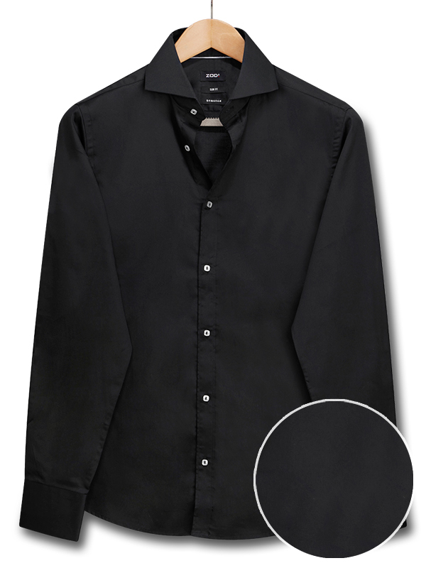 Nesta Black Solid Full Sleeve Single Cuff Slim Fit Blended Shirt